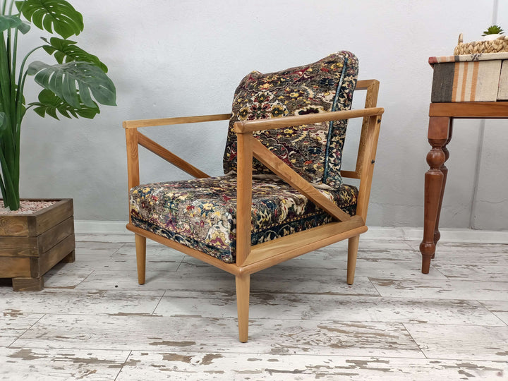 Bohemian Stylish Comfort Armchair, Eco Friendly Rocking Armchair, Pet Friendly Upholstered Armchair, Patio Lounge Chair, Velvet Fabric Rocking Chair