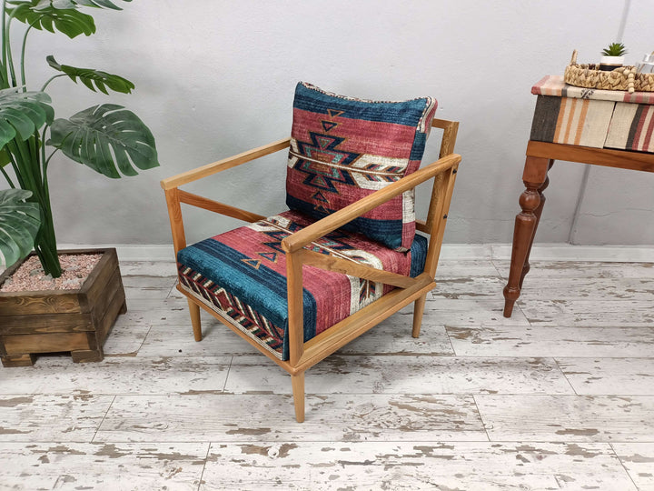 Comfortable Relax Rocking Chair, Patio Lounge Chair, Velvet Fabric Rocking Chair, Balcony Nap Chair, Wooden Base Rocking Chair, Adult Rocking Chair