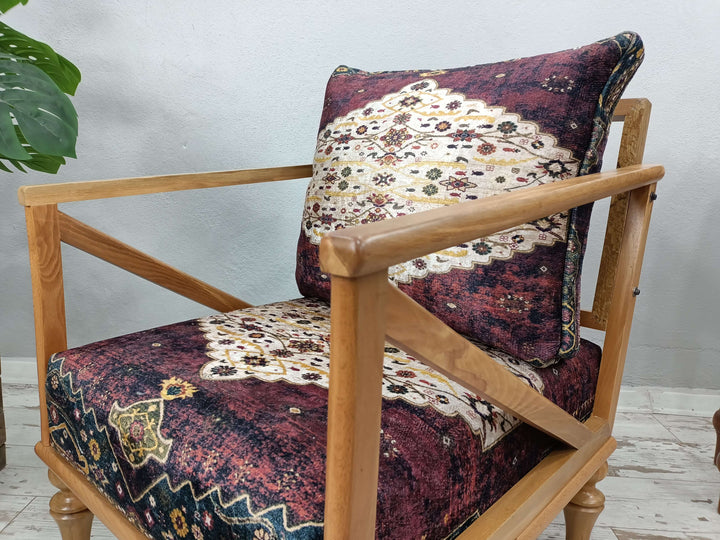 Ottoman Armchair For Home Library, Comfortable Relax Rocking Armchair, Oriental Wooden Leg Armchair, Nursery Rocking Armchair