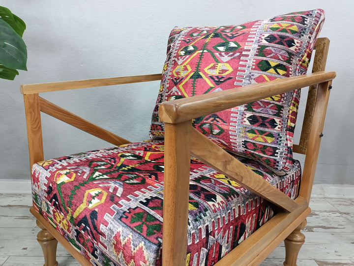 Cute Fabric Upholstered Armchair, Easy To Clean Fabric Rocking Armchair, Upholstered Ottoman Stool Armchair, Modern Velvet Vanity Armchair with Metal Legs